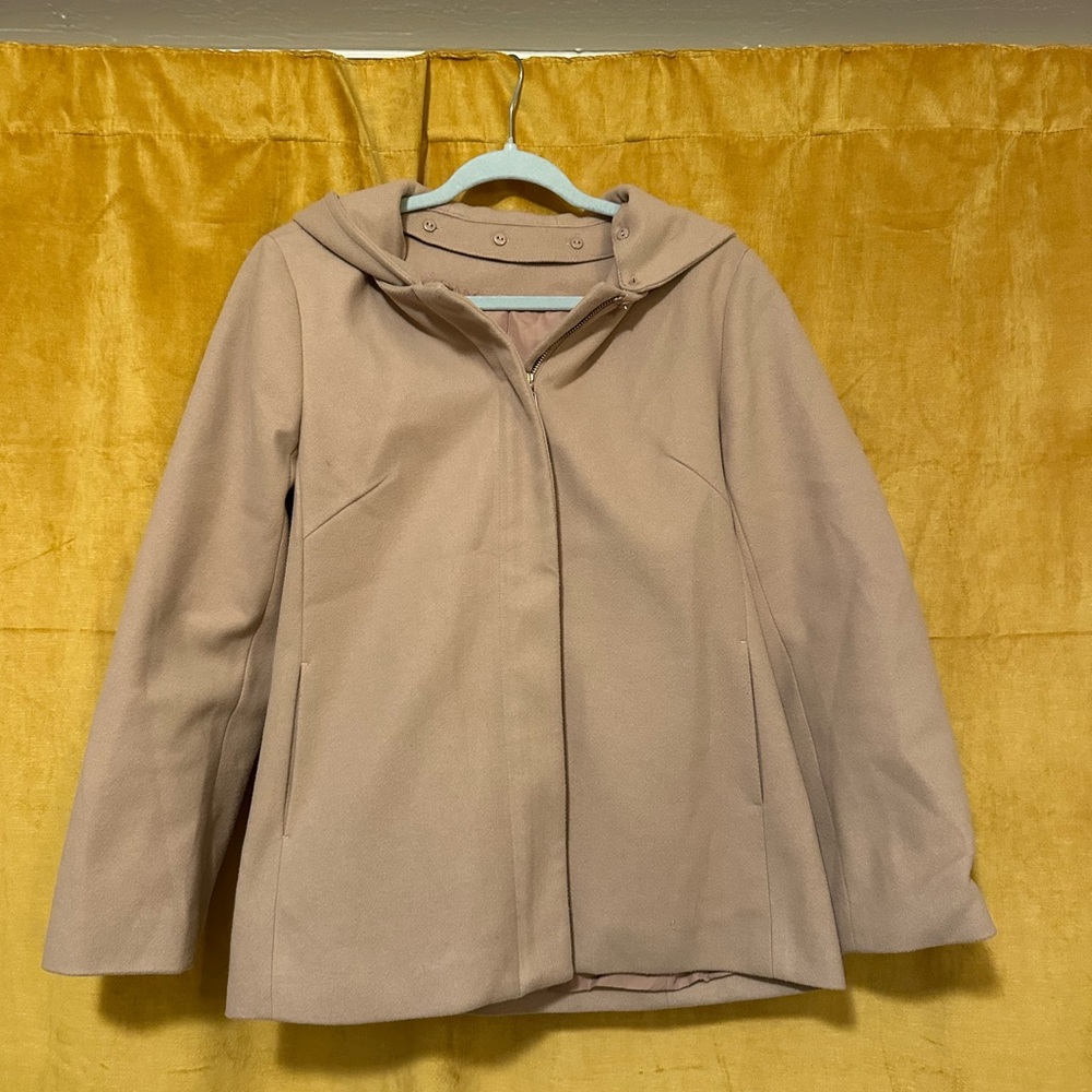 Women's Tan Hooded Jacket with button-off hood